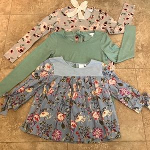 LC Lauren Conrad Floral and Solid Blouses - Gray, Green, Blue